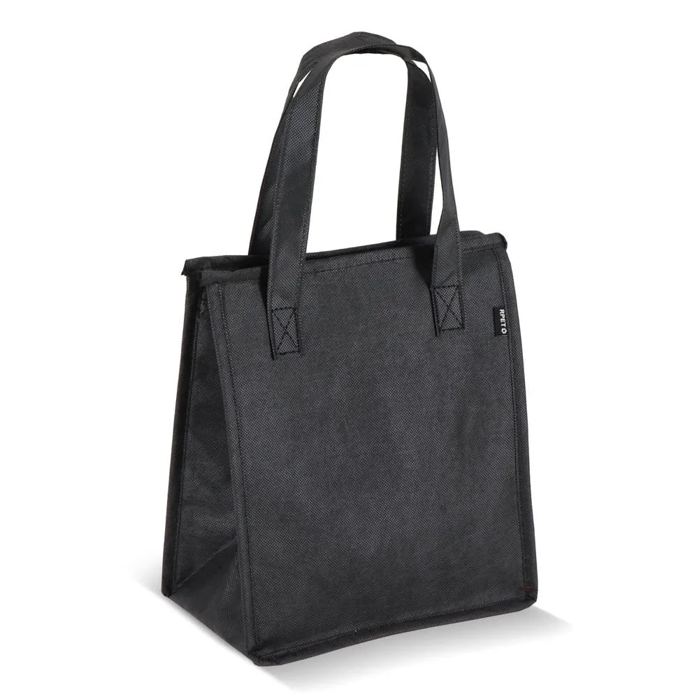 R-PET koeltas non-woven 23 x 15 x 275 cm 75 gm² zwart - Hidalgo-werbeartikel R-PET koeltas, non-woven, 23 x 15 x 27,5 cm, 75 g/m², zwart