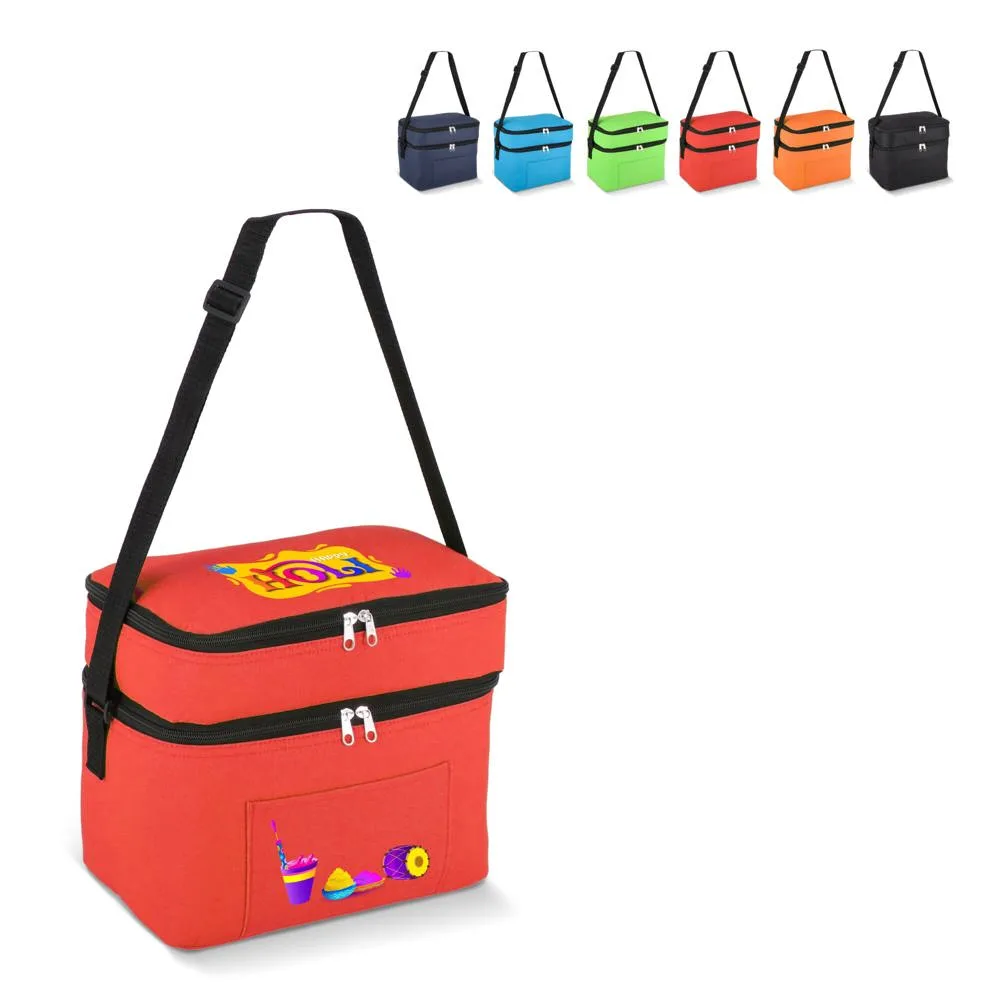 R-PET 600D koeltas met dubbele compartimenten, 30 x 20 x 24 cm, 12L