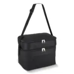 R-PET 600D koeltas met dubbele compartimenten, 30 x 20 x 24 cm, 12L, zwart