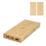 Powerbank met Draadloos Opladen Bamboe 8000 mAh - Hidalgo Powerbank met Draadloos Opladen Bamboe 8000 mAh