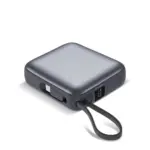 Nova Powerbank 22.5W Power Delivery met ingebouwde kabels 10000 mAh, donker grijs