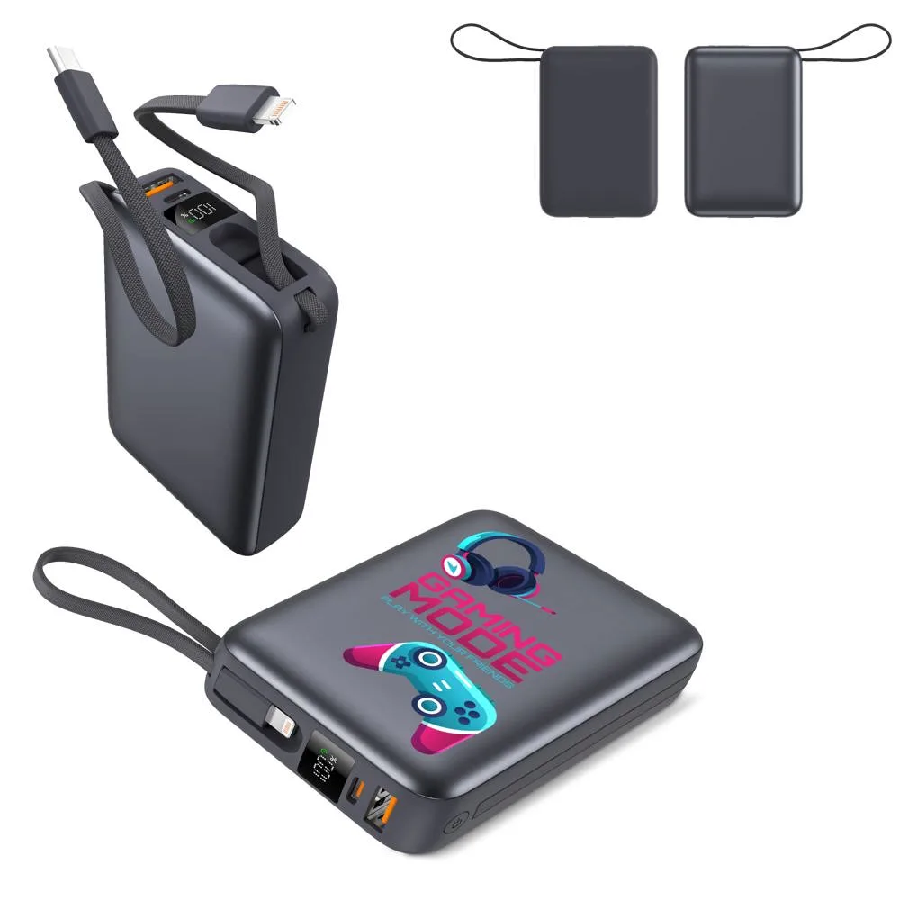 Nova Powerbank 22.5W Power Delivery met ingebouwde kabels 20000 mAh
