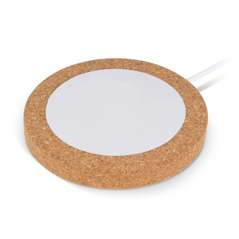 Draadloze oplader kurk RABS 15W wit natuur - Hidalgo-werbeartikel Draadloze oplader kurk & RABS 15W, wit / natuur