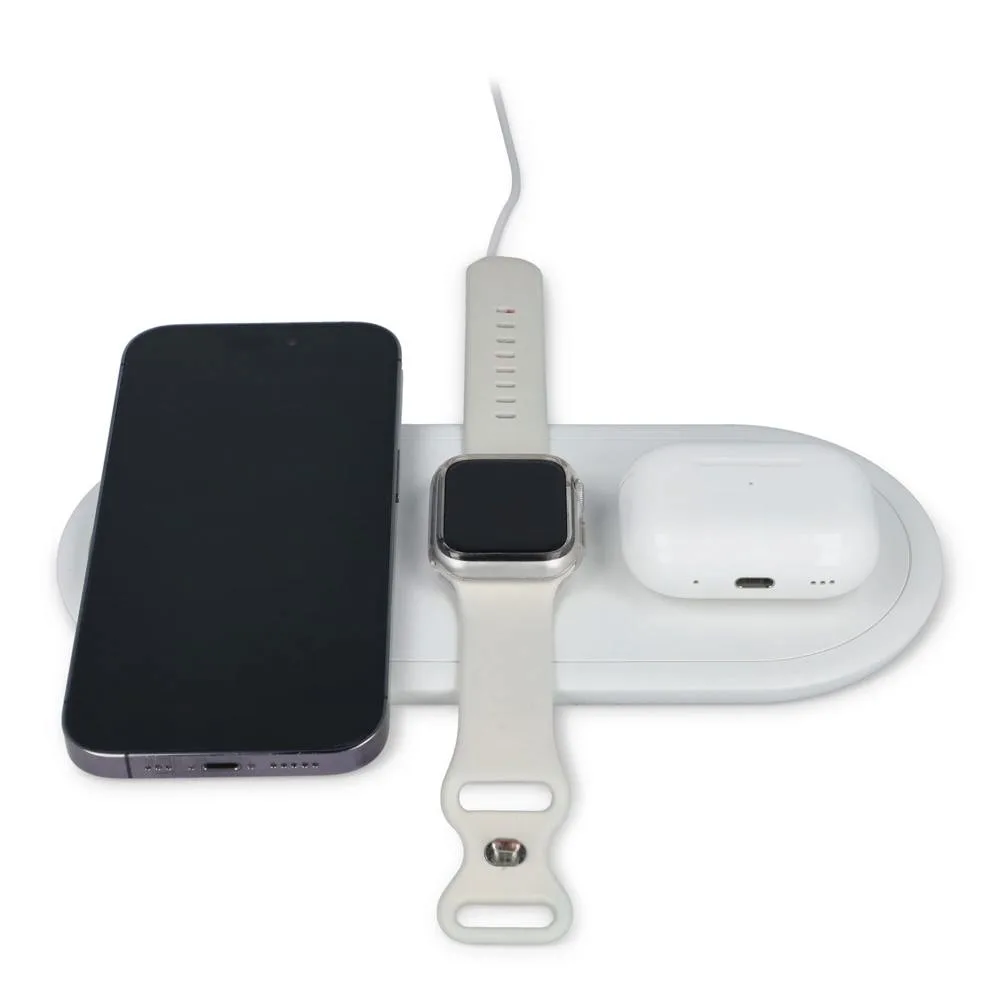 3-in-1 Draadloze Oplader 15 W Smartphone Apple Watch AirPod productfoto 4 - Hidalgo 3-in-1 Draadloze Oplader 15 W, Smartphone / Apple Watch / AirPod — productfoto 4