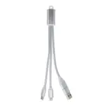 2-in-1 Oplaadkabel USB-A/C naar USB-C & Lightning Aluminium, zilver