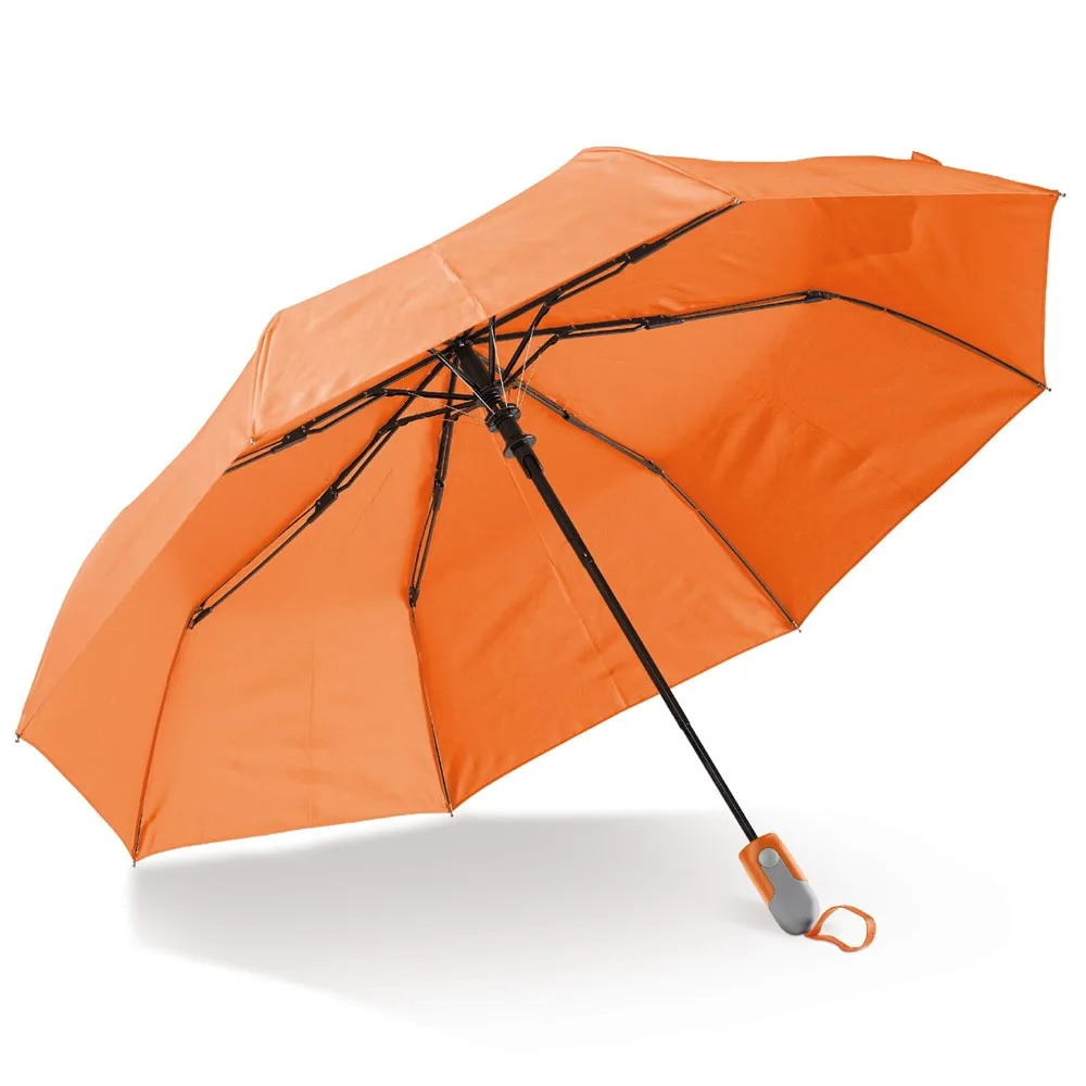 Opvouwbare 22 paraplu auto open oranje - Hidalgo-werbeartikel Opvouwbare 22” paraplu auto open, oranje