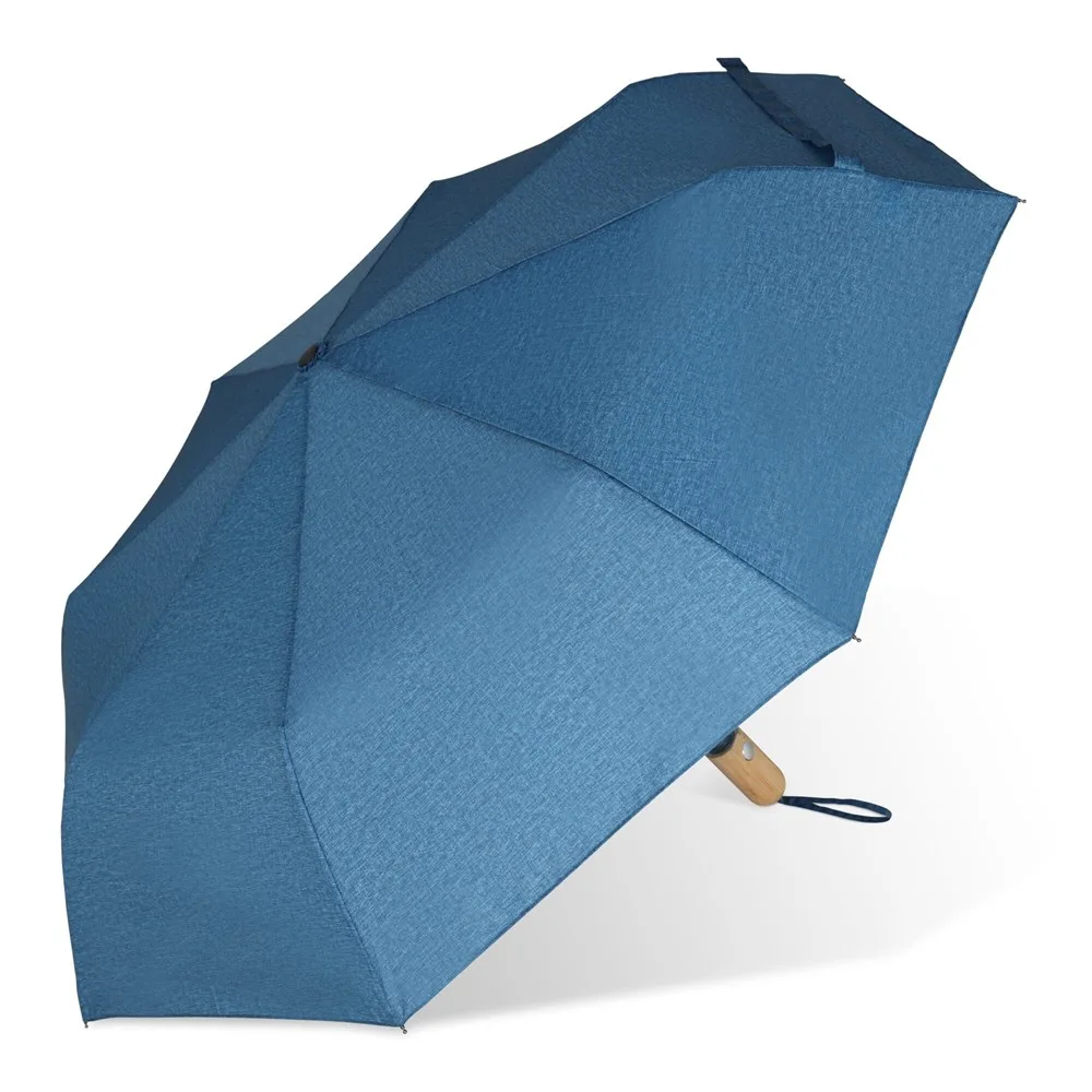 Opvouwbare paraplu 21 R-PET auto open donkerblauw - Hidalgo-werbeartikel Opvouwbare paraplu 21” R-PET auto open, donkerblauw