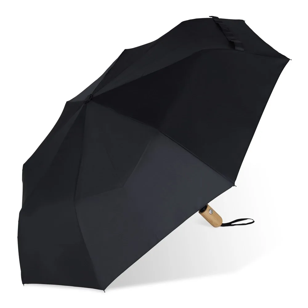 Opvouwbare paraplu 21 R-PET auto open zwart - Hidalgo-werbeartikel Opvouwbare paraplu 21” R-PET auto open, zwart