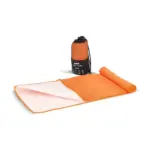 R-PET sneldrogende sport handdoek 40x80cm met etui (200g/m²) sublimatie, oranje