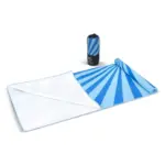 R-PET sneldrogende strandlaken 100x180cm met opbergzak 200gm² sublimatie blauw - Hidalgo R-PET sneldrogende strandlaken 100x180cm met opbergzak (200g/m²) sublimatie, blauw