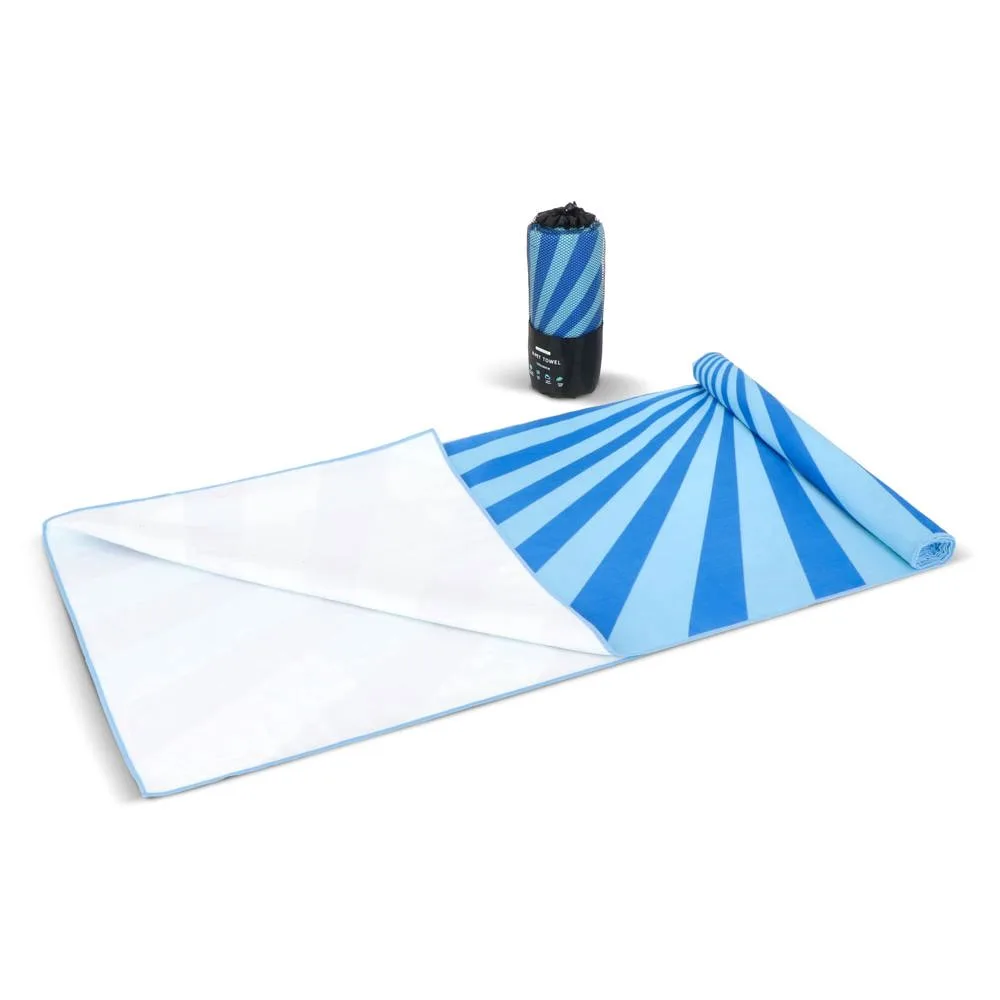 R-PET sneldrogende strandlaken 100x180cm met opbergzak 200gm² sublimatie blauw - Hidalgo R-PET sneldrogende strandlaken 100x180cm met opbergzak (200g/m²) sublimatie, blauw