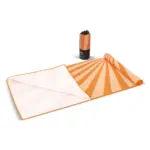 R-PET sneldrogende strandlaken 100x180cm met opbergzak 200gm² sublimatie oranje - Hidalgo R-PET sneldrogende strandlaken 100x180cm met opbergzak (200g/m²) sublimatie, oranje
