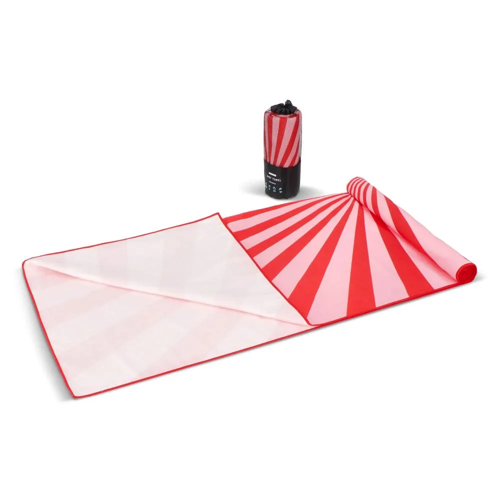 R-PET sneldrogende strandlaken 100x180cm met opbergzak 200gm² sublimatie rood - Hidalgo R-PET sneldrogende strandlaken 100x180cm met opbergzak (200g/m²) sublimatie, rood