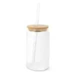 Glas met bamboe deksel & rietje 450 ml — productfoto 2
