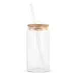 Glas met bamboe deksel & rietje 450 ml — productfoto 3
