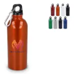Gerecycled RVS Enkelwandige fles met Karabijnhaak 500ml - Hidalgo Gerecycled RVS Enkelwandige fles met Karabijnhaak 500ml