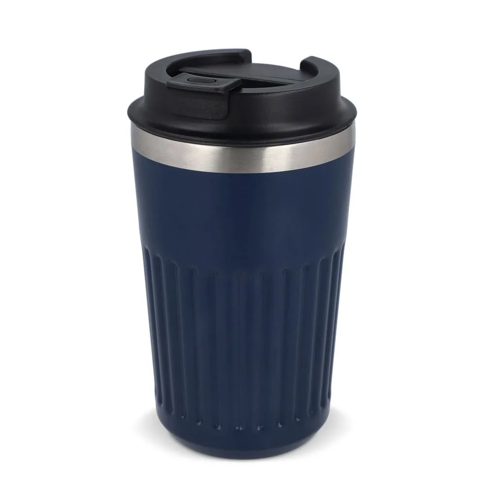 Gerecycled RVS Koffie beker 400ml donkerblauw - Bidons & Shakers Gerecycled RVS Koffie beker 400ml, donkerblauw