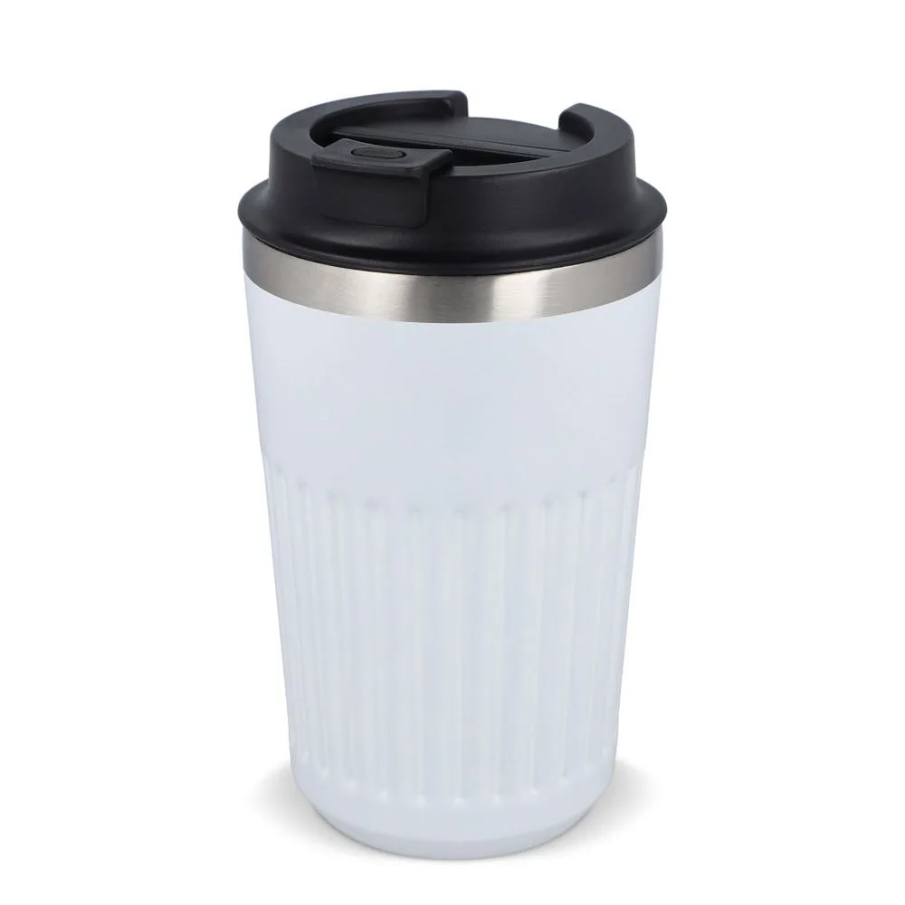 Gerecycled RVS Koffie beker 400ml wit - Bidons & Shakers Gerecycled RVS Koffie beker 400ml, wit