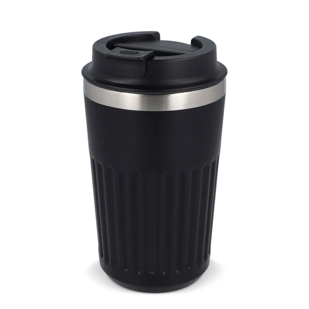Gerecycled RVS Koffie beker 400ml zwart - Bidons & Shakers Gerecycled RVS Koffie beker 400ml, zwart
