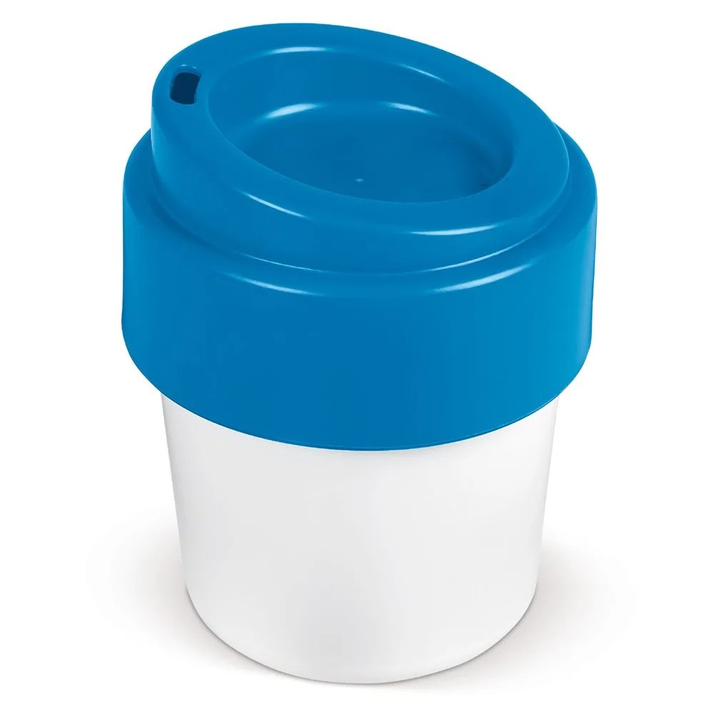 Koffiebeker Hot-but-cool met deksel 240ml wit blauw - Bidons & Shakers Koffiebeker Hot-but-cool met deksel 240ml, wit / blauw