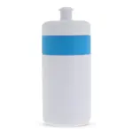 Sportbidon met rand 500ml, wit / lichtblauw