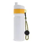 Sportbidon met rand en koord 750ml, wit / geel