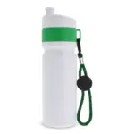 Sportbidon met rand en koord 750ml, wit / groen