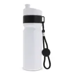Sportbidon met rand en koord 750ml, wit/zwart