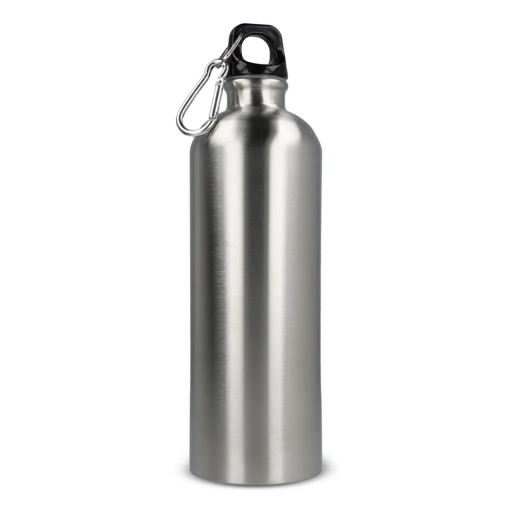 R-SS enkelwandige fles met karabijnhaak 750ml zilver - Hidalgo R-SS enkelwandige fles met karabijnhaak 750ml, zilver