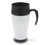 Koffiebeker metaal 350ml, donker bruin / wit
