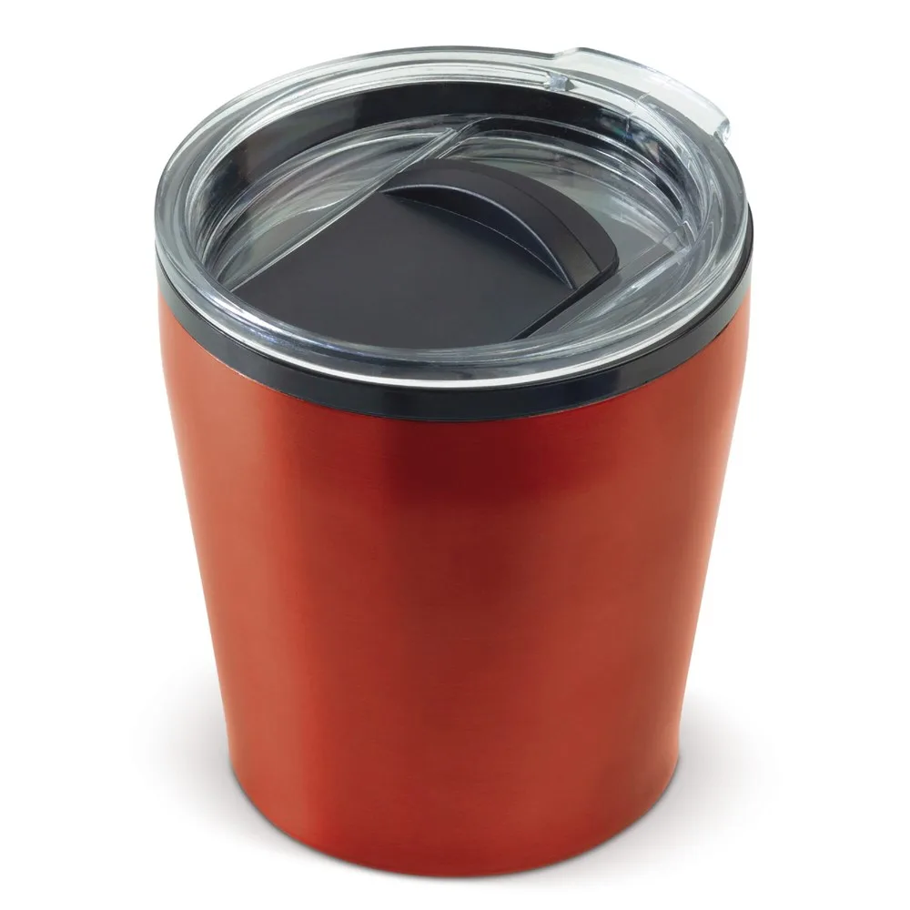 Koffiebeker metallic 180ml donker rood - Hidalgo-werbeartikel Koffiebeker metallic 180ml, donker rood