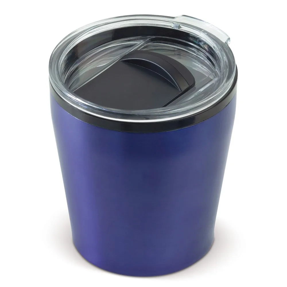 Koffiebeker metallic 180ml donkerblauw - Hidalgo-werbeartikel Koffiebeker metallic 180ml, donkerblauw
