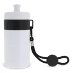Sportbidon met rand en koord 500ml, wit/zwart