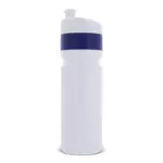 Sport bidon met rand 750ml, wit / donkerblauw