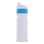 Sport bidon met rand 750ml, wit / lichtblauw