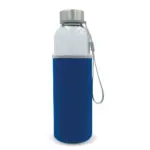 Waterfles glas met sleeve 500ml, transparant / lichtblauw