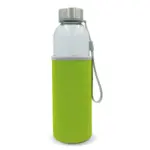 Waterfles glas met sleeve 500ml, transparant / lichtgroen