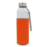 Waterfles glas met sleeve 500ml, transparant oranje