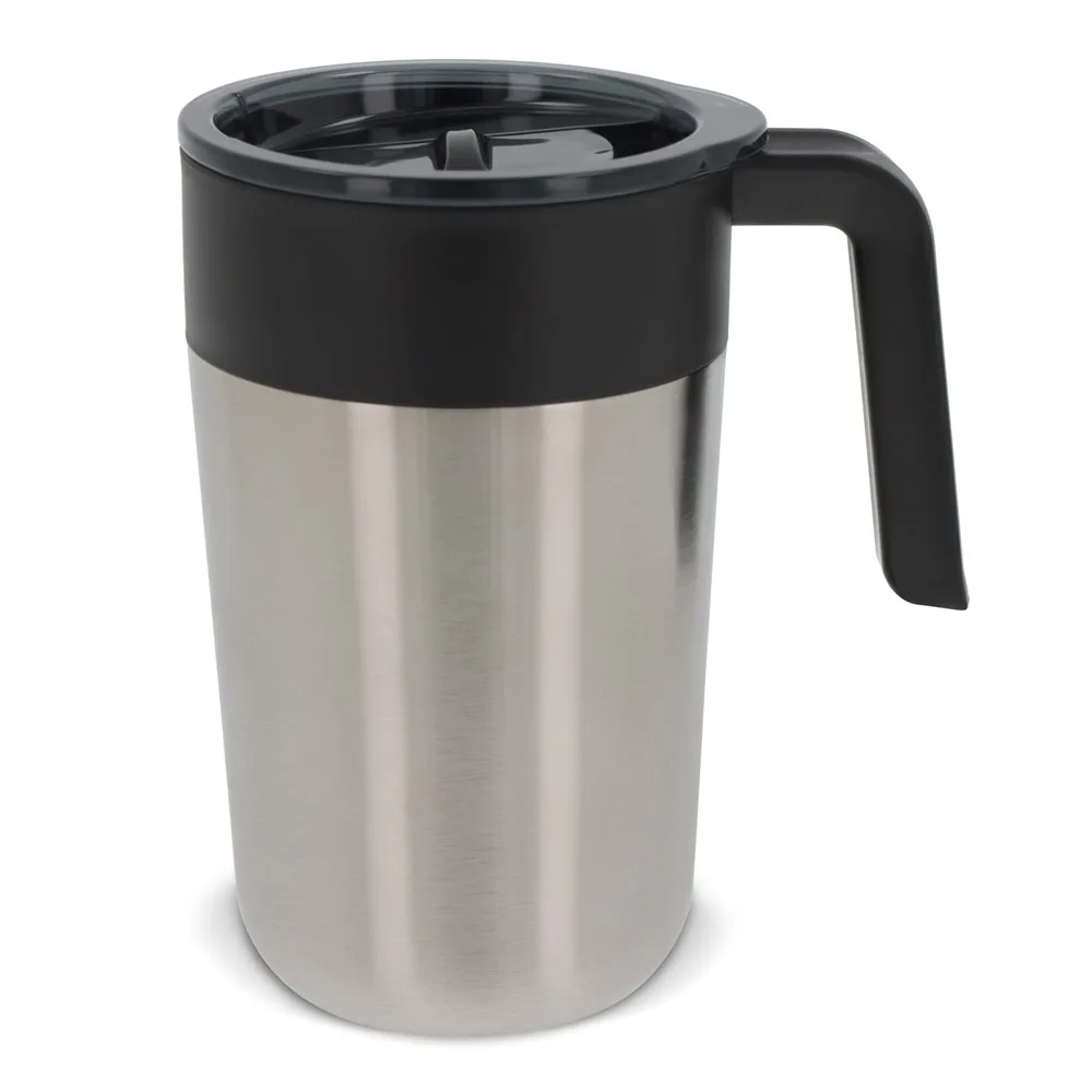 Dubbelwandige koffiebeker 400ml zilver - Hidalgo-werbeartikel Dubbelwandige koffiebeker 400ml, zilver