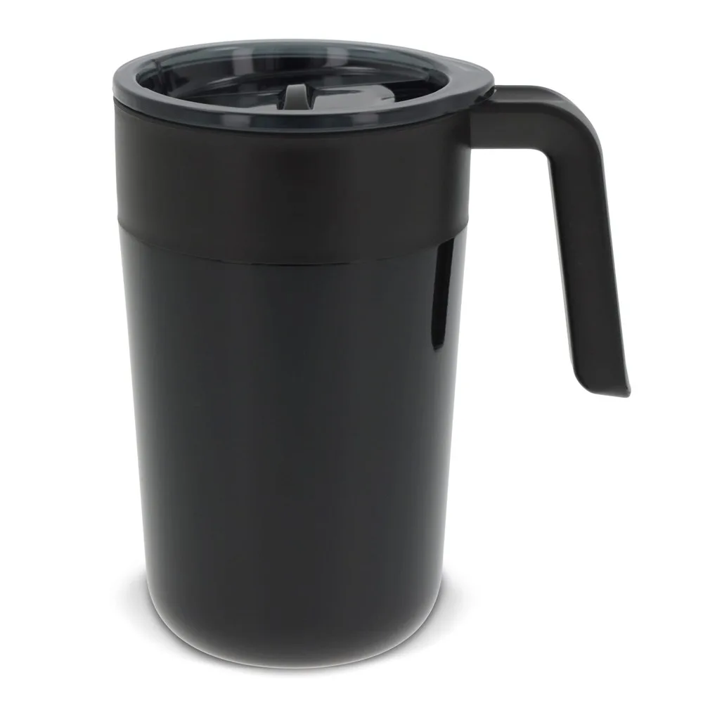 Dubbelwandige koffiebeker 400ml zwart - Hidalgo-werbeartikel Dubbelwandige koffiebeker 400ml, zwart
