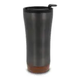 Dubbelwandige thermobeker met kurk onderzijde 480ml, donker gun metal