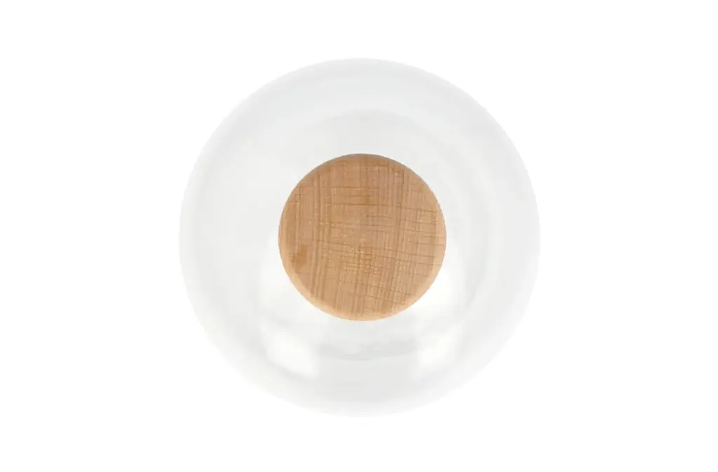 Trinkflasche Glas 1L mit Logo und Holzdeckel — Produktfoto 3