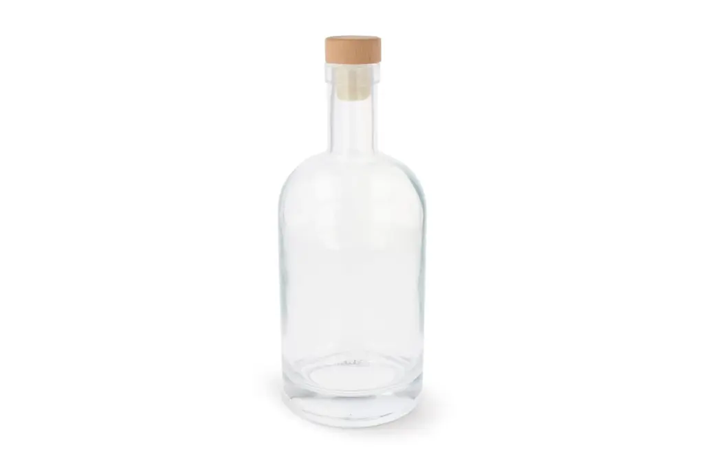 Trinkflasche Glas 1L mit Logo und Holzdeckel — Produktfoto 2