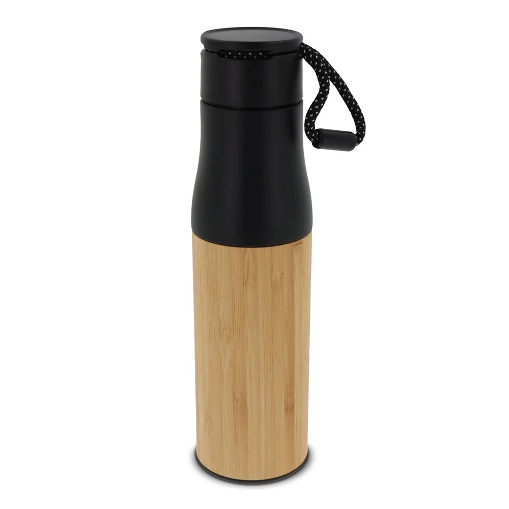 Thermofles met touw bamboe 500ml productfoto 2 - Hidalgo-werbeartikel Thermofles met touw bamboe 500ml — productfoto 2