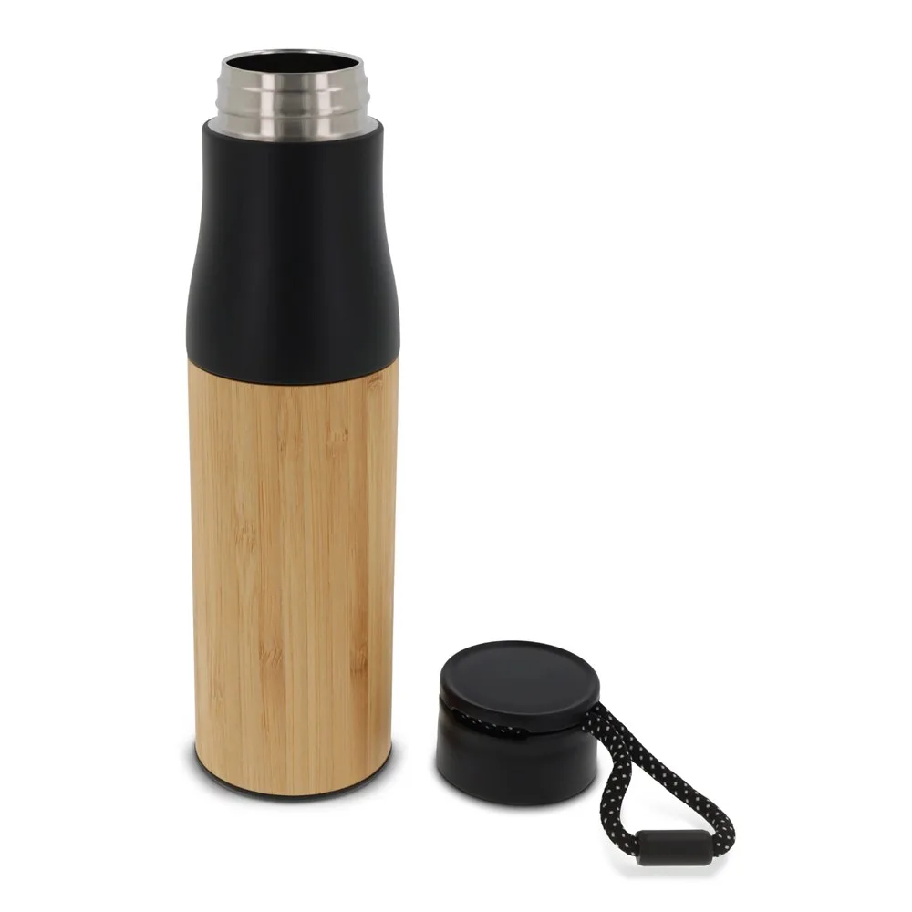 Thermofles met touw bamboe 500ml productfoto 3 - Hidalgo-werbeartikel Thermofles met touw bamboe 500ml — productfoto 3