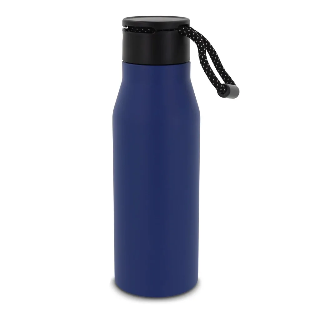 Thermofles met touw 600ml donkerblauw - Hidalgo-werbeartikel Thermofles met touw 600ml, donkerblauw