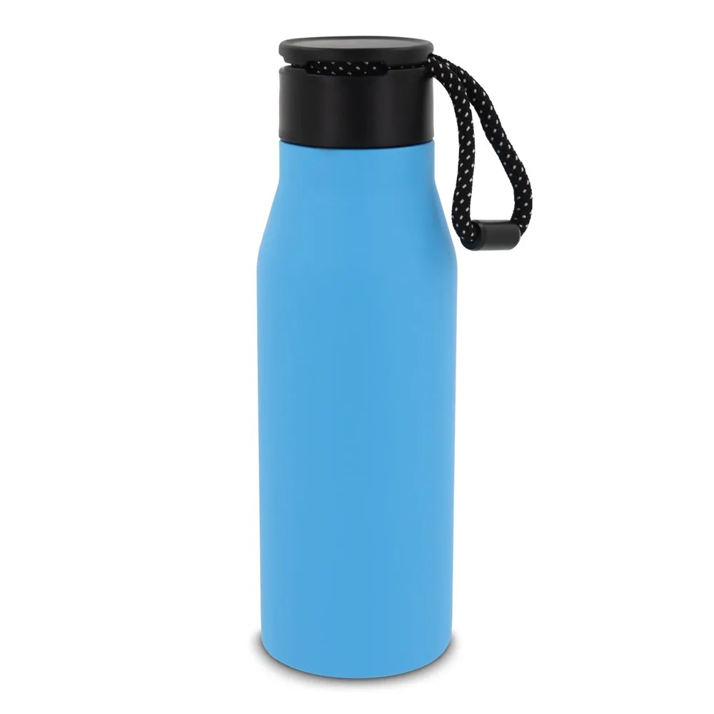 Thermofles met touw 600ml lichtblauw - Hidalgo-werbeartikel Thermofles met touw 600ml, lichtblauw