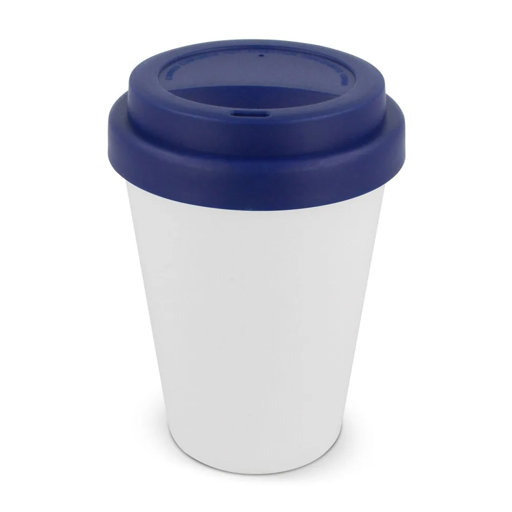 RPP Koffiebeker Wit 250ml wit donkerblauw - Hidalgo-werbeartikel RPP Koffiebeker Wit 250ml, wit / donkerblauw