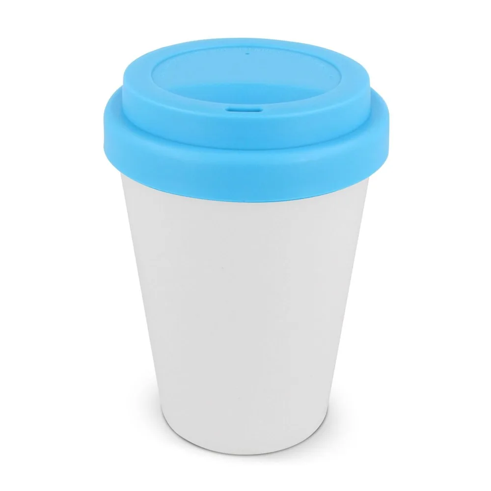 RPP Koffiebeker Wit 250ml wit lichtblauw - Hidalgo-werbeartikel RPP Koffiebeker Wit 250ml, wit / lichtblauw