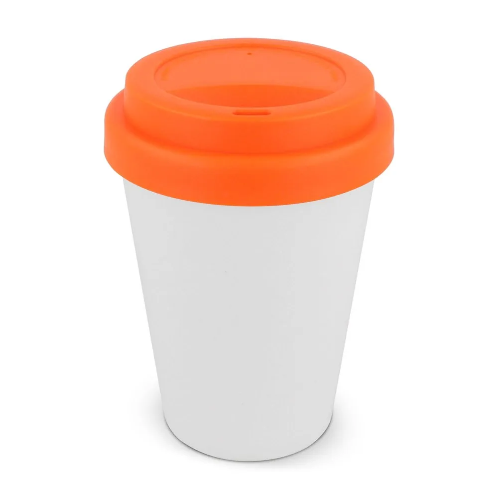 RPP Koffiebeker Wit 250ml wit oranje - Hidalgo-werbeartikel RPP Koffiebeker Wit 250ml, wit / oranje